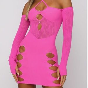 WHITE FOX KEEP ON LOOKING MINI DRESS HOT PINK